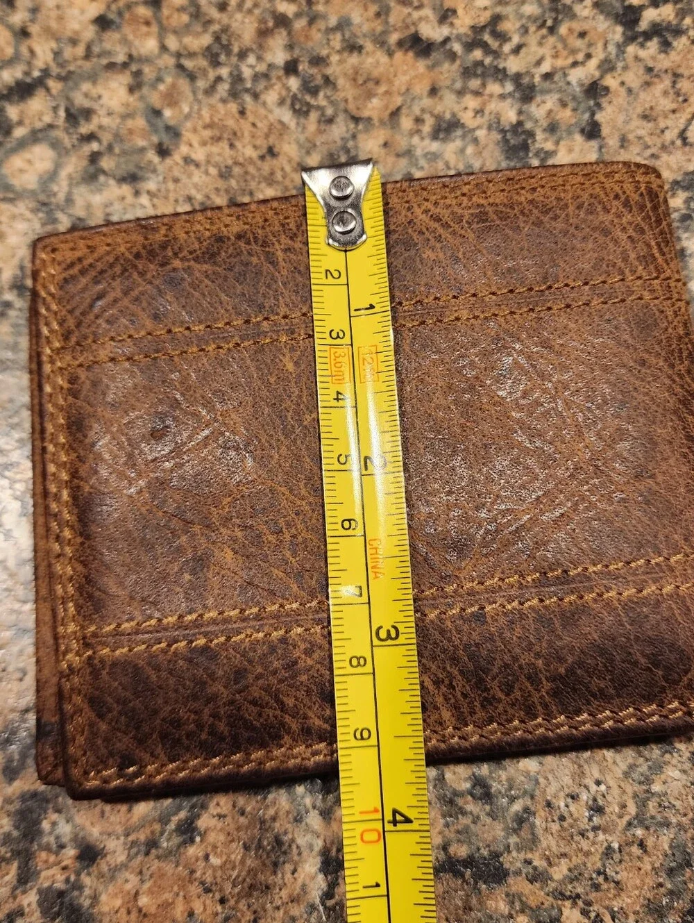 John Deere Brown Distressed Leather Bifold Wallet